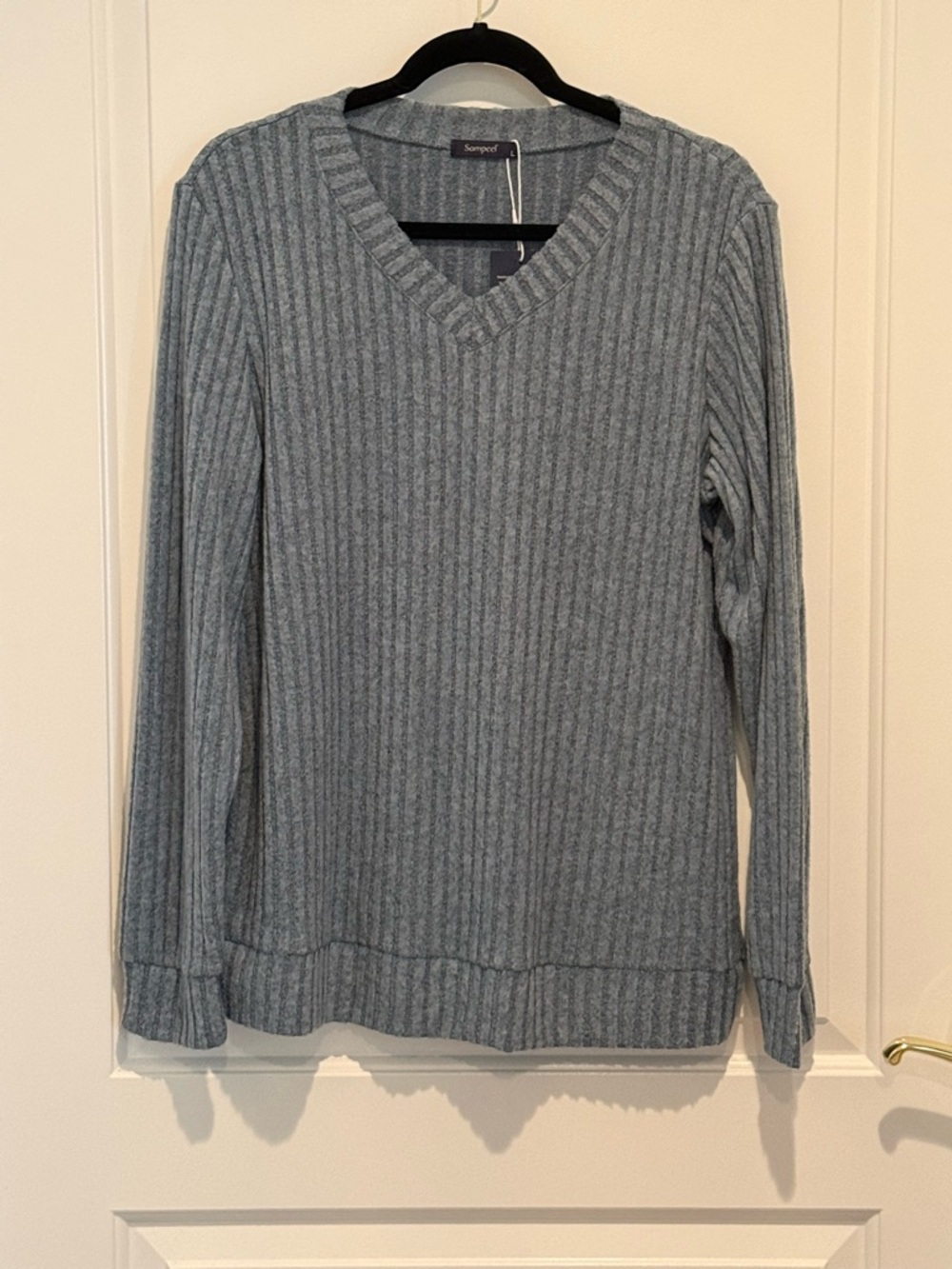Sonoma Gray Ribbed V-Neck Sweater